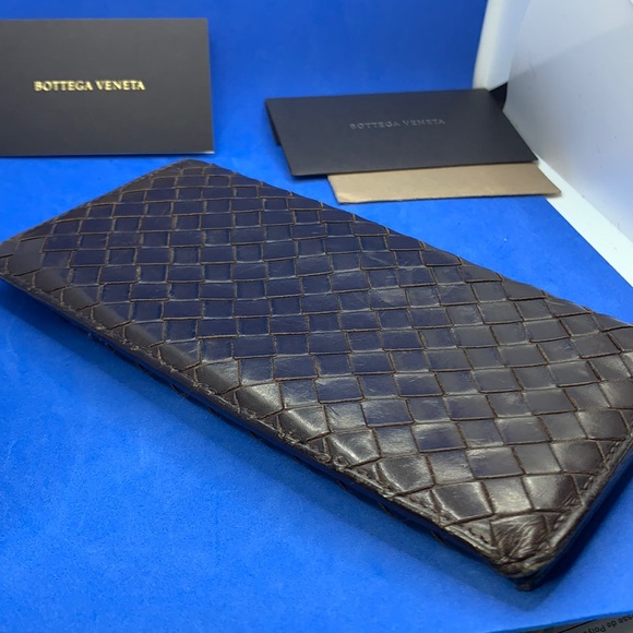 BOTTEGA VENETA BROWN INTRECIATO NAPPA LEATHER WALLET